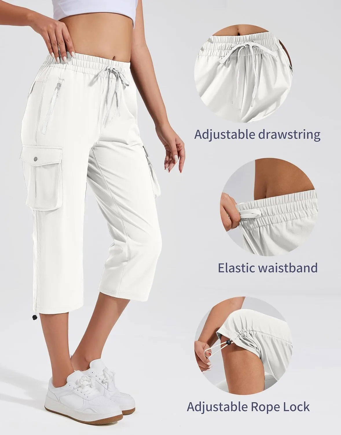 Pioneer Camp Women's Cargo Capris Hiking Pants Lightweight Quick Dry Outdoor Camping Stretch Summer Pants for Women Casual