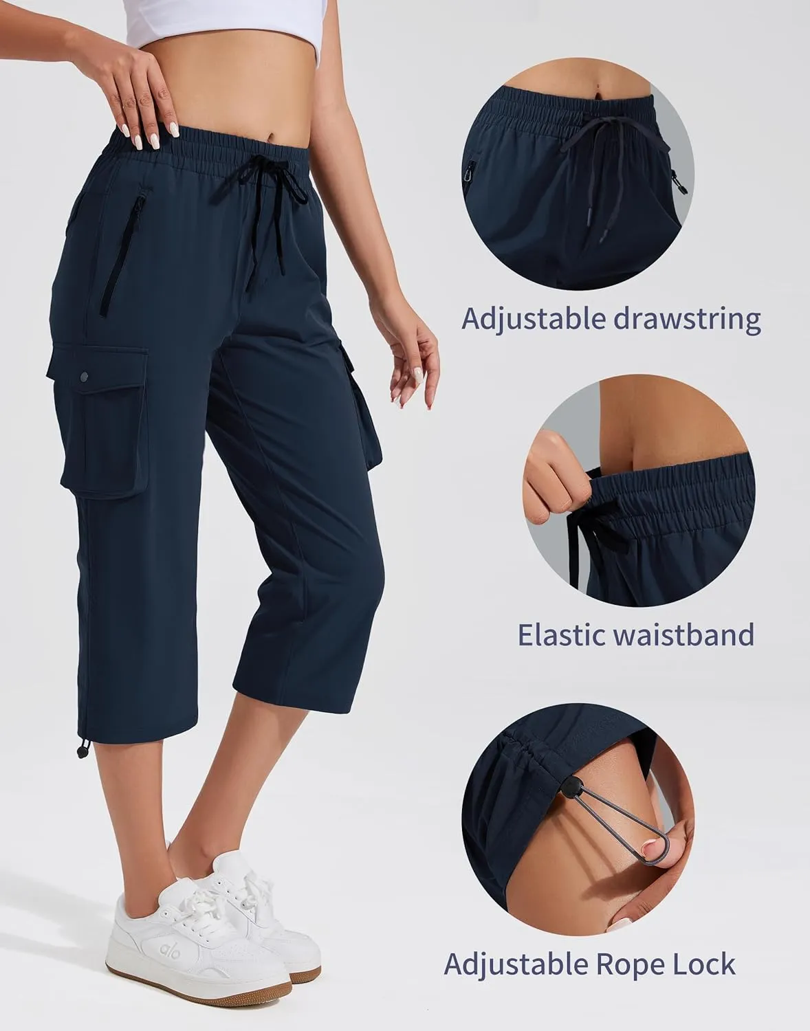 Pioneer Camp Women's Cargo Capris Hiking Pants Lightweight Quick Dry Outdoor Camping Stretch Summer Pants for Women Casual