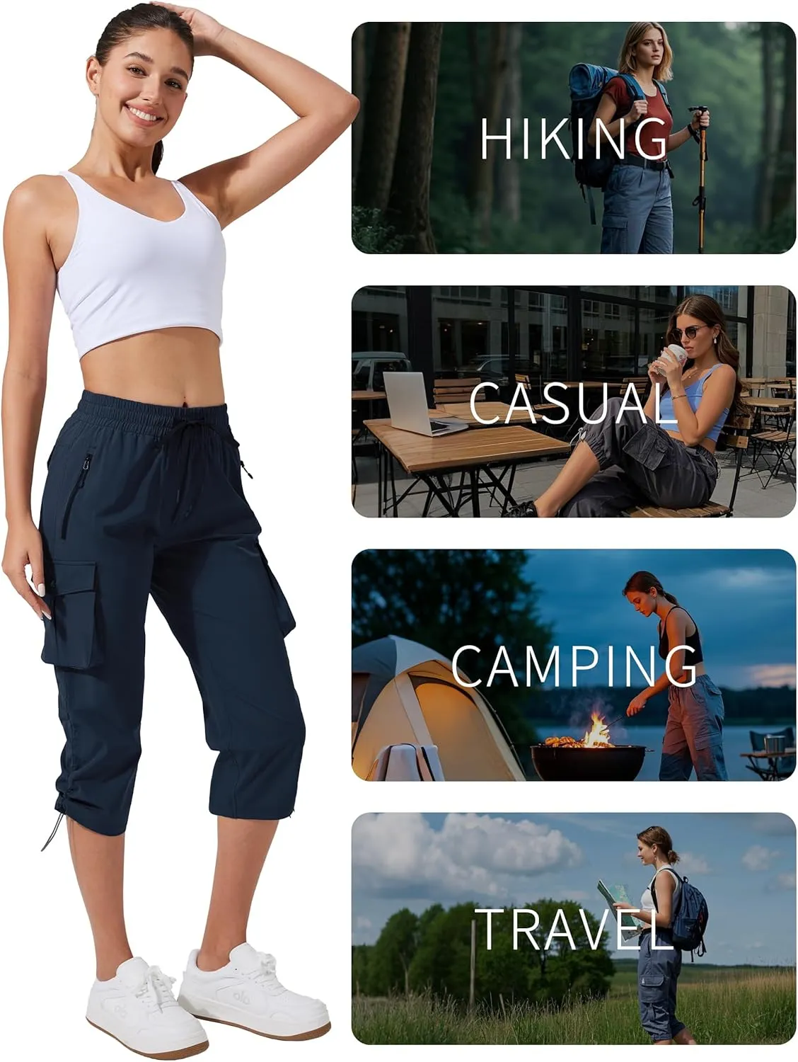 Pioneer Camp Women's Cargo Capris Hiking Pants Lightweight Quick Dry Outdoor Camping Stretch Summer Pants for Women Casual