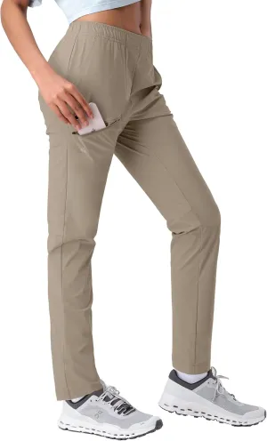 Pioneer Camp Women's Hiking Pants UPF 50  Elastic Waist Drawstring Ultra-Stretch Lightweight Outdoor Cargo Pants for Travel