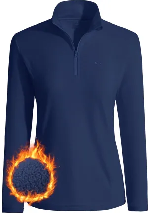 Pioneer Camp Women's Polar Fleece Quarter Zip Pullover Long Sleeve Lightweight Sweatshirt Thermal Athletic Base Layer Tops