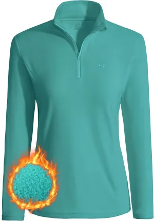 Pioneer Camp Women's Polar Fleece Quarter Zip Pullover Long Sleeve Lightweight Sweatshirt Thermal Athletic Base Layer Tops