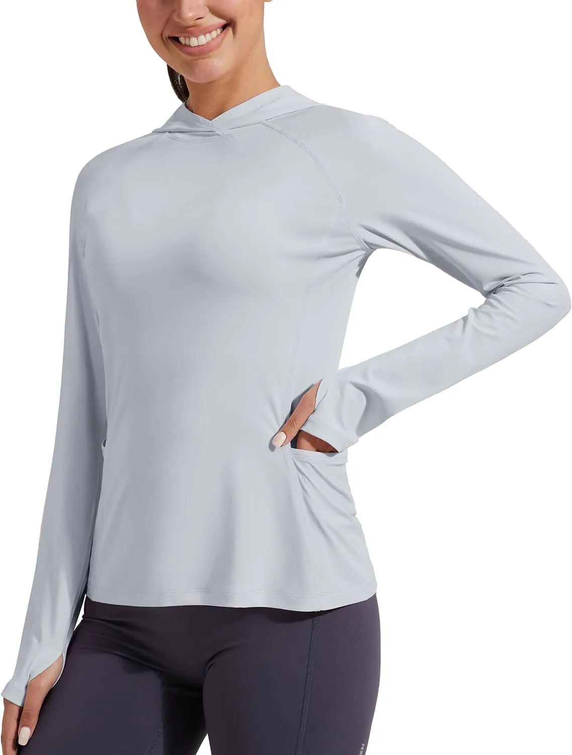 Pioneer Camp Womens UPF 50  Sun Protection Hoodie Shirt with Pockets Long Sleeve Fishing Hiking Outdoor UV Shirts Lightweight