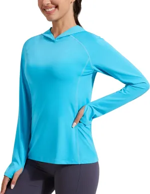 Pioneer Camp Womens UPF 50  Sun Protection Hoodie Shirt with Pockets Long Sleeve Fishing Hiking Outdoor UV Shirts Lightweight