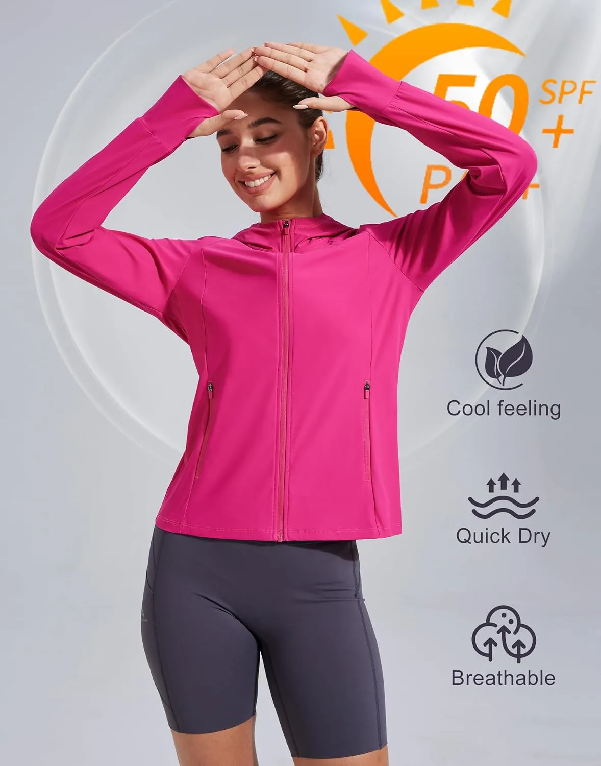 Pioneer Camp Women's UPF 50  UV Sun Protection Jacket Hooded SPF Cooling Sun Shirt Lightweight Hiking Fishing Summer Clothing