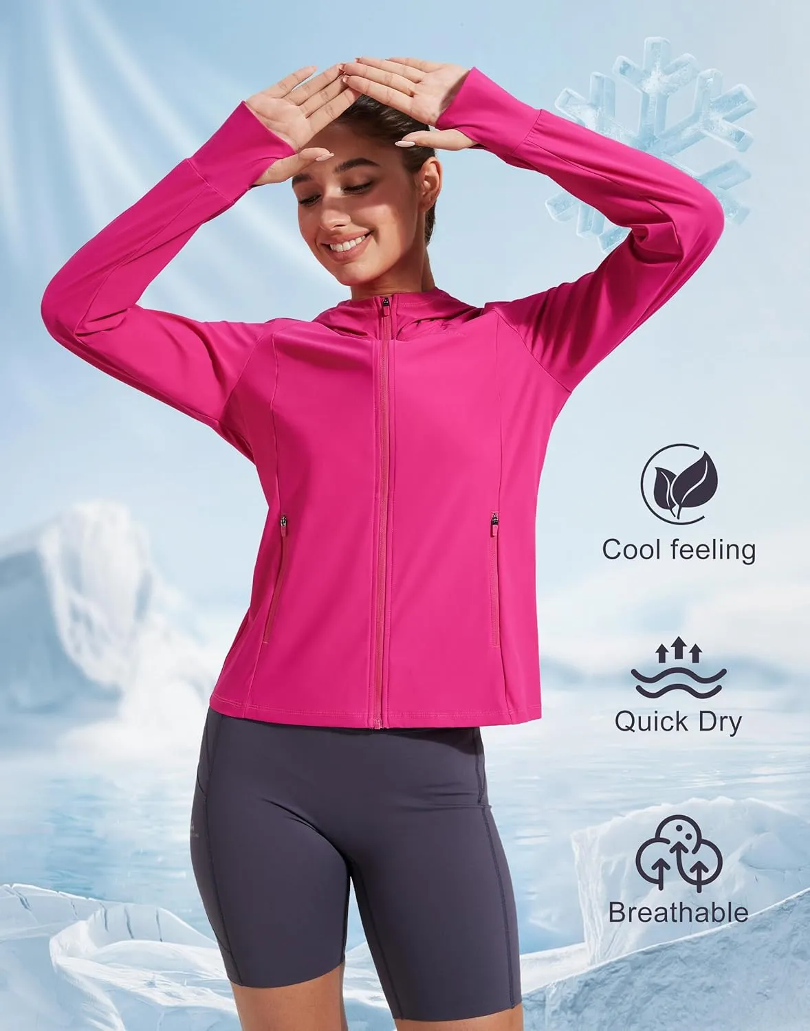 Pioneer Camp Women's UPF 50  UV Sun Protection Jacket Hooded SPF Cooling Sun Shirt Lightweight Hiking Fishing Summer Clothing