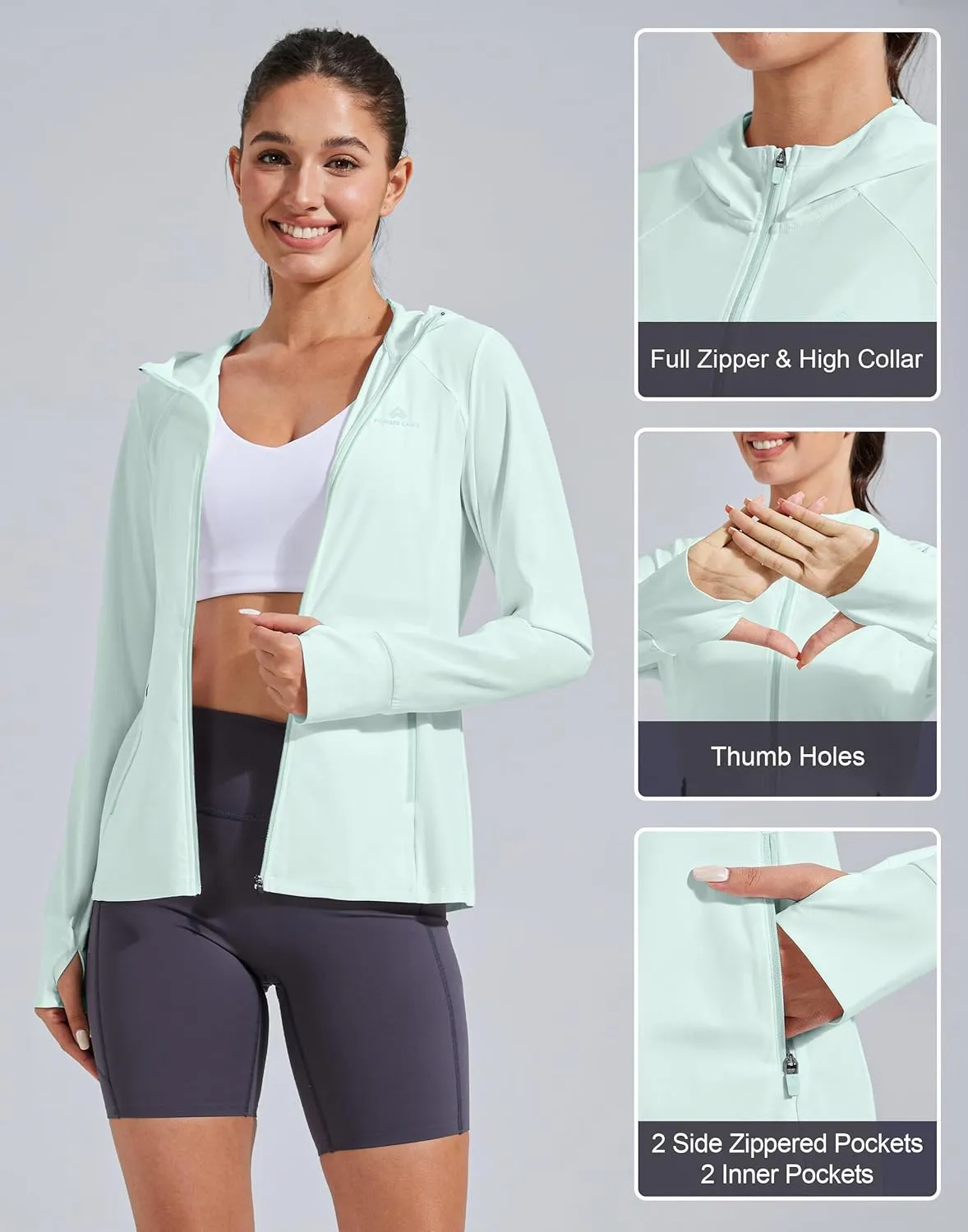 Pioneer Camp Women's UPF 50  UV Sun Protection Jacket Hooded SPF Cooling Sun Shirt Lightweight Hiking Fishing Summer Clothing