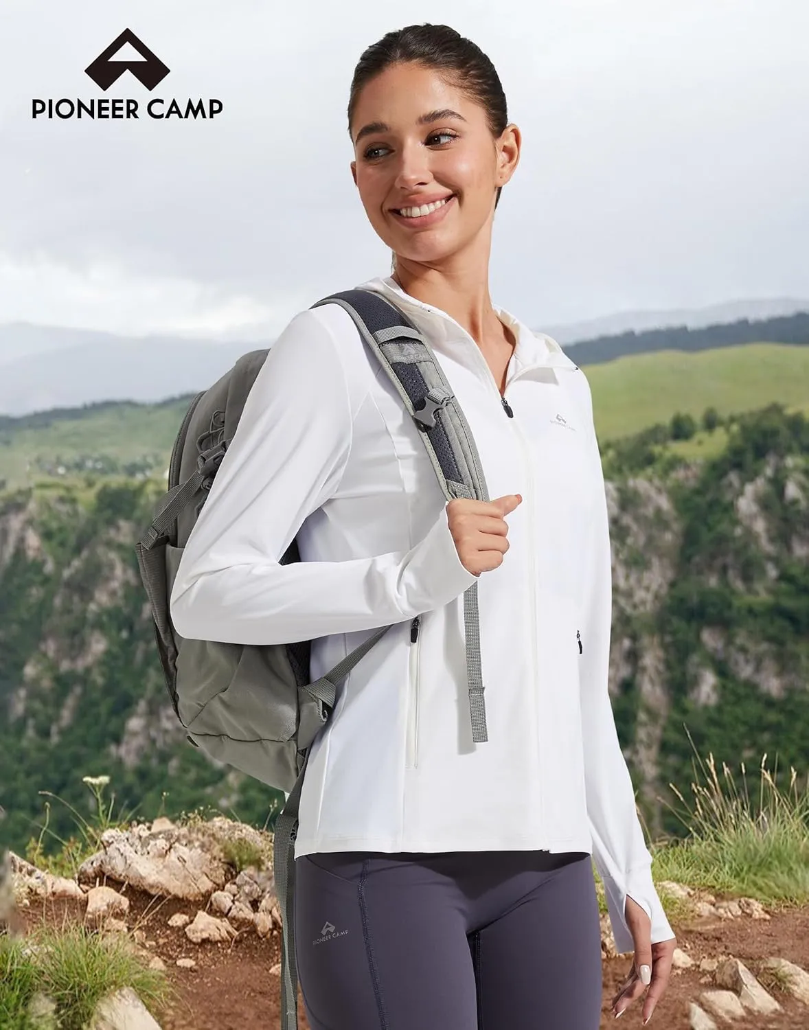 Pioneer Camp Women's UPF 50  UV Sun Protection Jacket Hooded SPF Cooling Sun Shirt Lightweight Hiking Fishing Summer Clothing