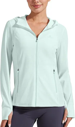 Pioneer Camp Women's UPF 50  UV Sun Protection Jacket Hooded SPF Cooling Sun Shirt Lightweight Hiking Fishing Summer Clothing