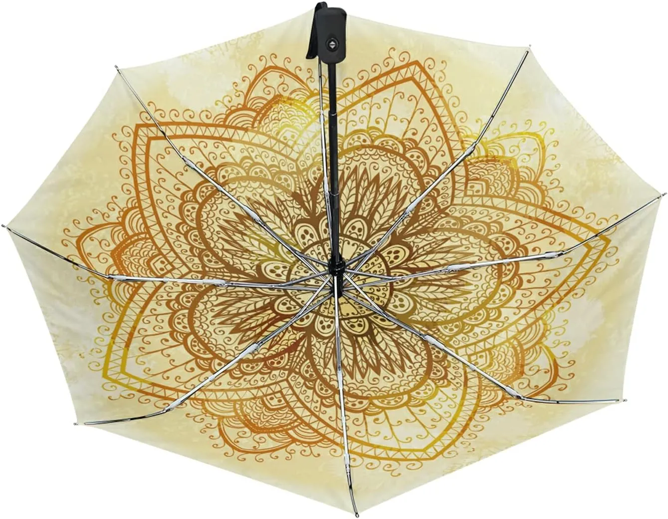 Poeticcity Auto Open/Close Folding Umbrella, Strong Inner Print Travel Rain Umbrella, Portable Automatic Compact Anti-UV Sun Parasol