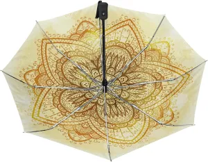 Poeticcity Auto Open/Close Folding Umbrella, Strong Inner Print Travel Rain Umbrella, Portable Automatic Compact Anti-UV Sun Parasol