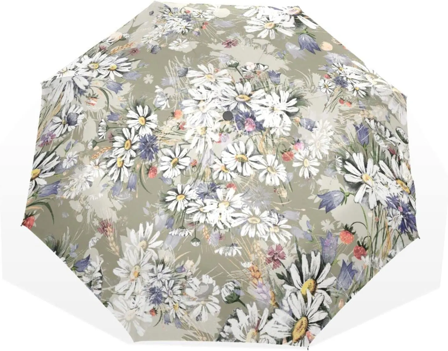 Poeticcity Rain Travel Umbrella, Hand Open Close Windproof Waterproof Folding Umbrella, Compact Canopy Strong Ray Parasol Umbrella
