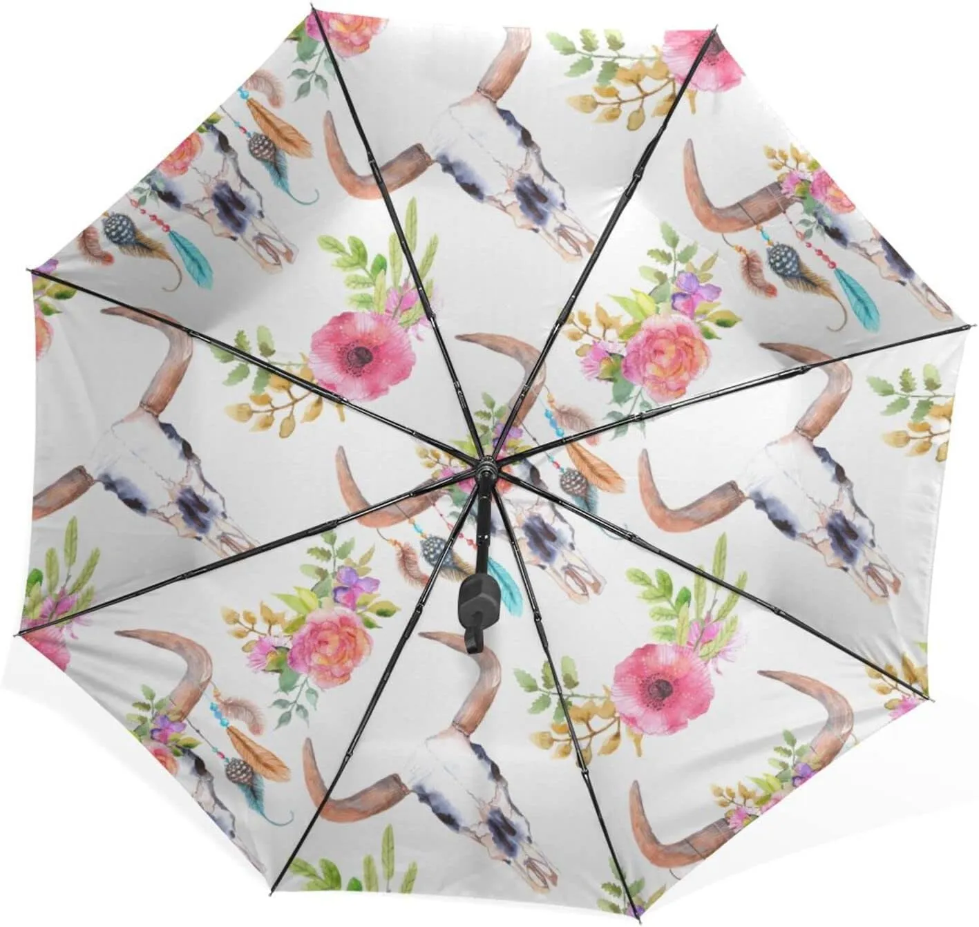 Poeticcity Rain Travel Umbrella, Hand Open Close Windproof Waterproof Folding Umbrella, Compact Canopy Strong Ray Parasol Umbrella