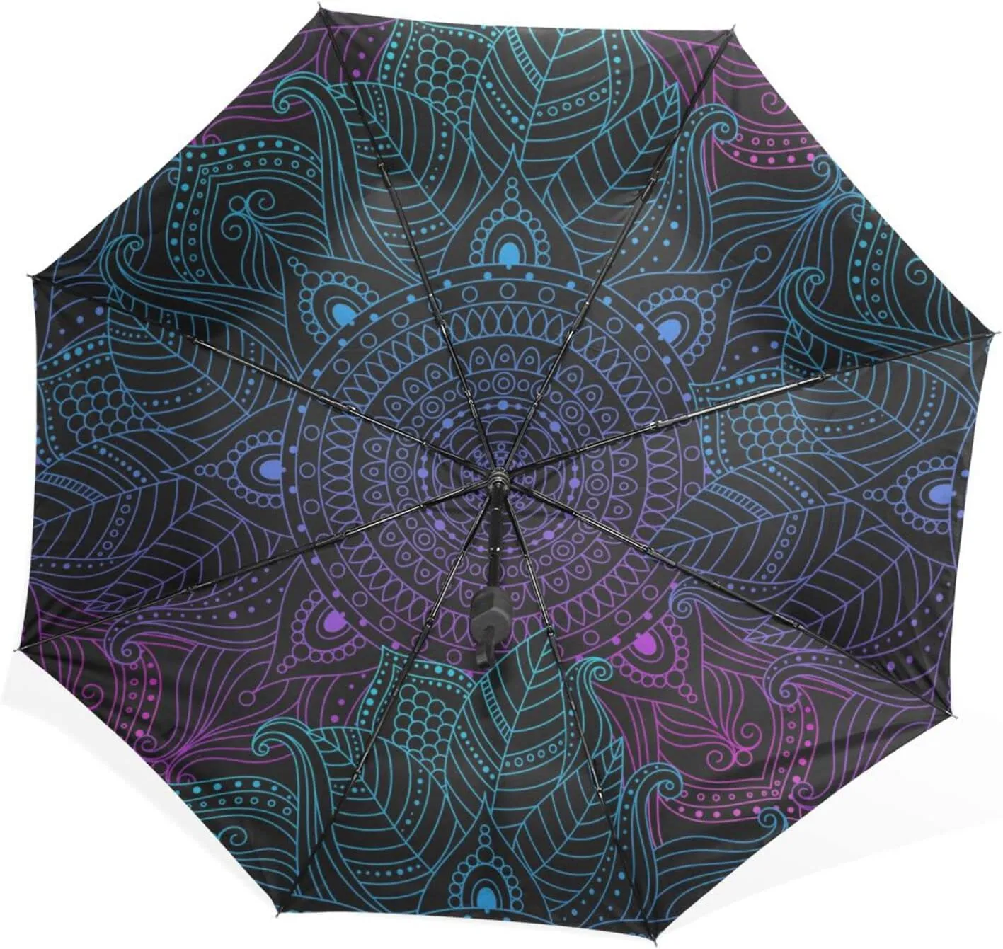 Poeticcity Rain Travel Umbrella, Hand Open Close Windproof Waterproof Folding Umbrella, Compact Canopy Strong Ray Parasol Umbrella