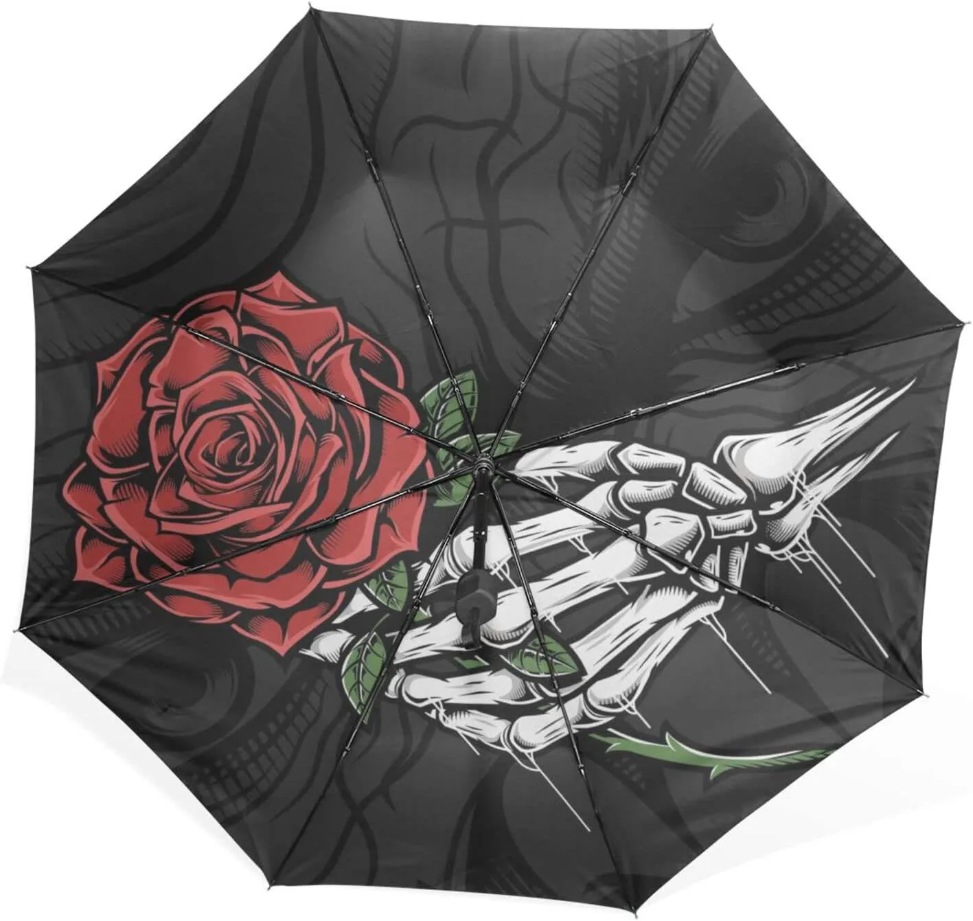Poeticcity Rain Travel Umbrella, Hand Open Close Windproof Waterproof Folding Umbrella, Compact Canopy Strong Ray Parasol Umbrella
