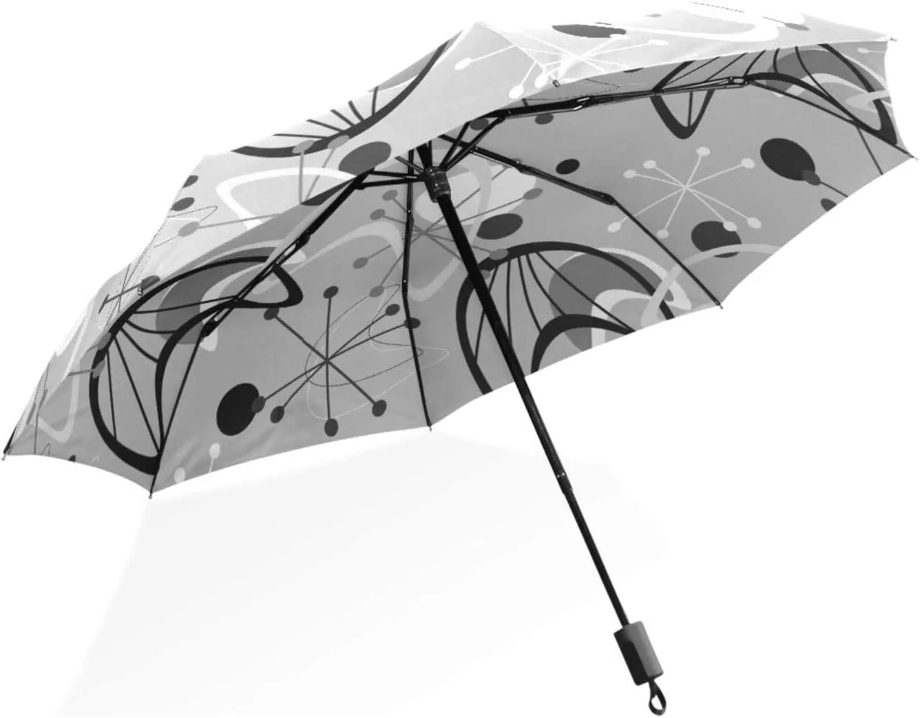 Poeticcity Rain Travel Umbrella, Hand Open Close Windproof Waterproof Folding Umbrella, Compact Canopy Strong Ray Parasol Umbrella