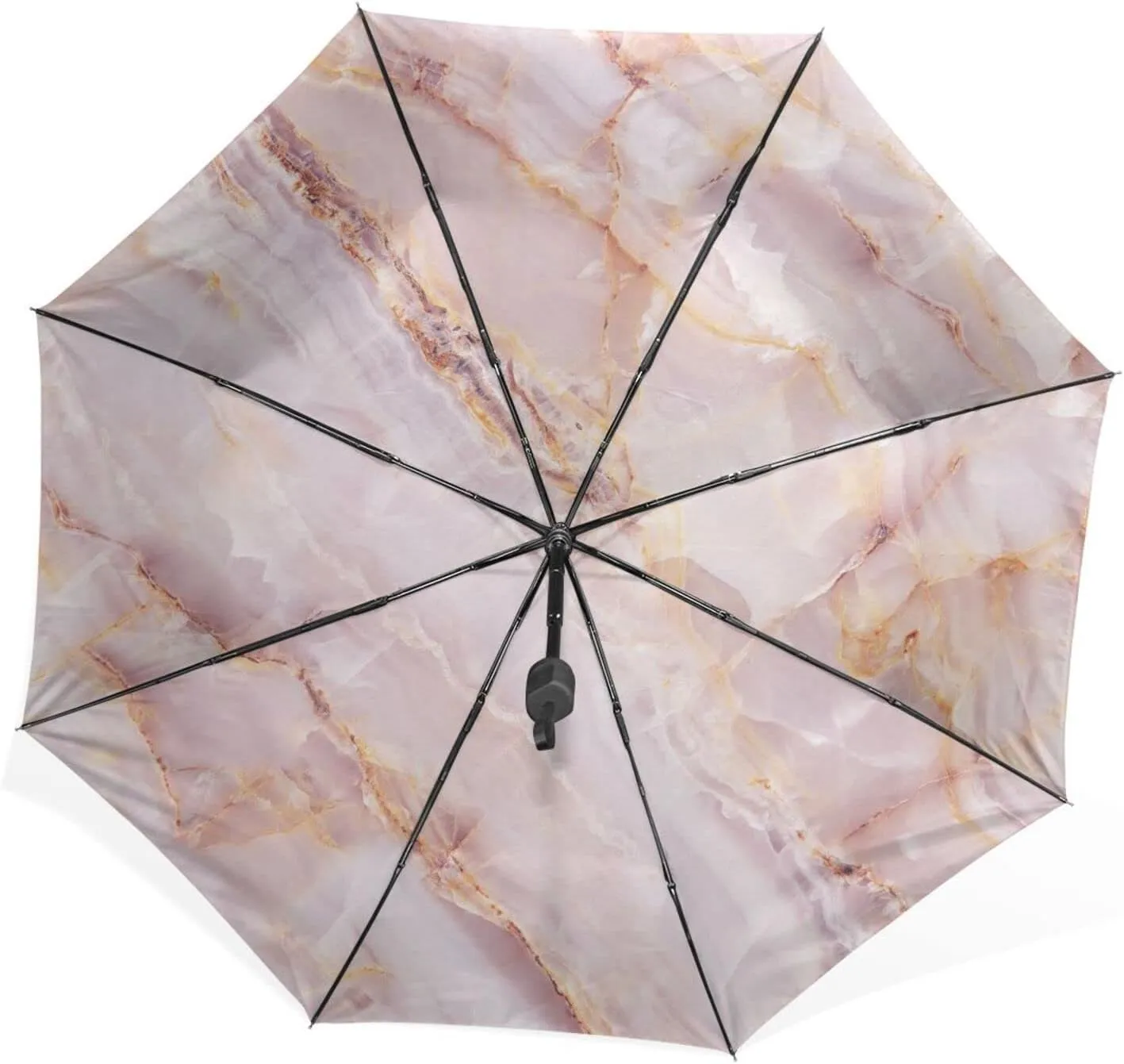 Poeticcity Rain Travel Umbrella, Hand Open Close Windproof Waterproof Folding Umbrella, Compact Canopy Strong Ray Parasol Umbrella