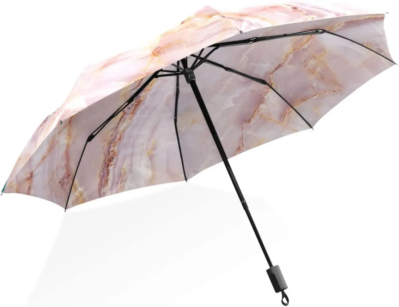 Poeticcity Rain Travel Umbrella, Hand Open Close Windproof Waterproof Folding Umbrella, Compact Canopy Strong Ray Parasol Umbrella