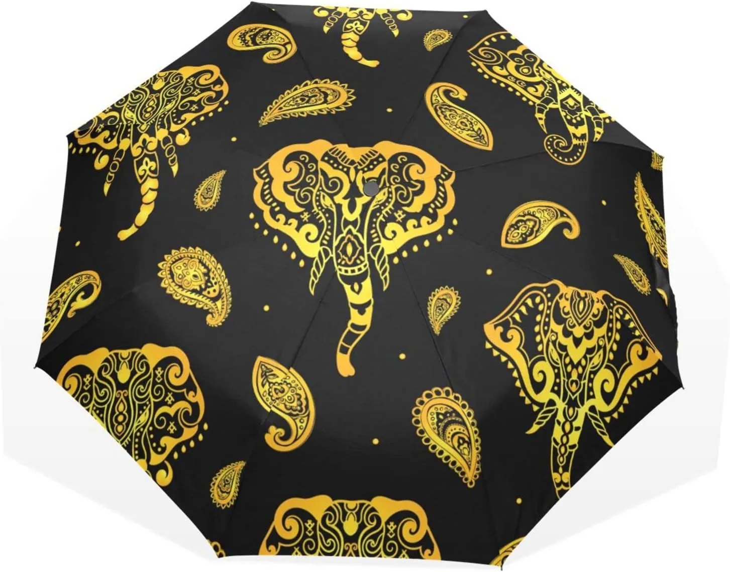 Poeticcity Rain Travel Umbrella, Hand Open Close Windproof Waterproof Folding Umbrella, Compact Canopy Strong Ray Parasol Umbrella