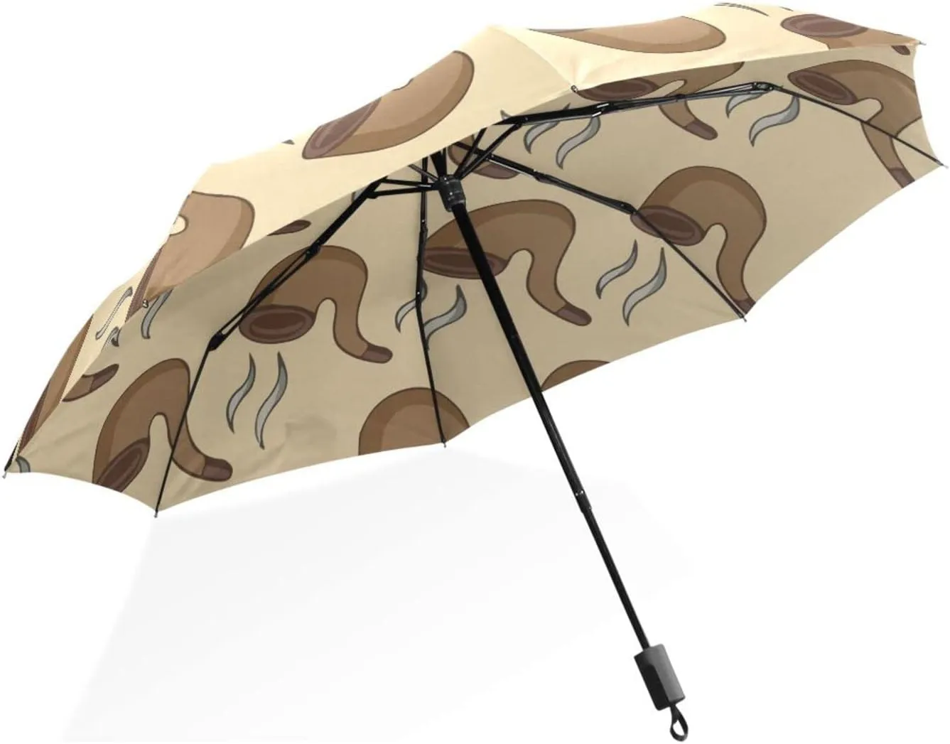 Poeticcity Rain Travel Umbrella, Hand Open Close Windproof Waterproof Folding Umbrella, Compact Canopy Strong Ray Parasol Umbrella
