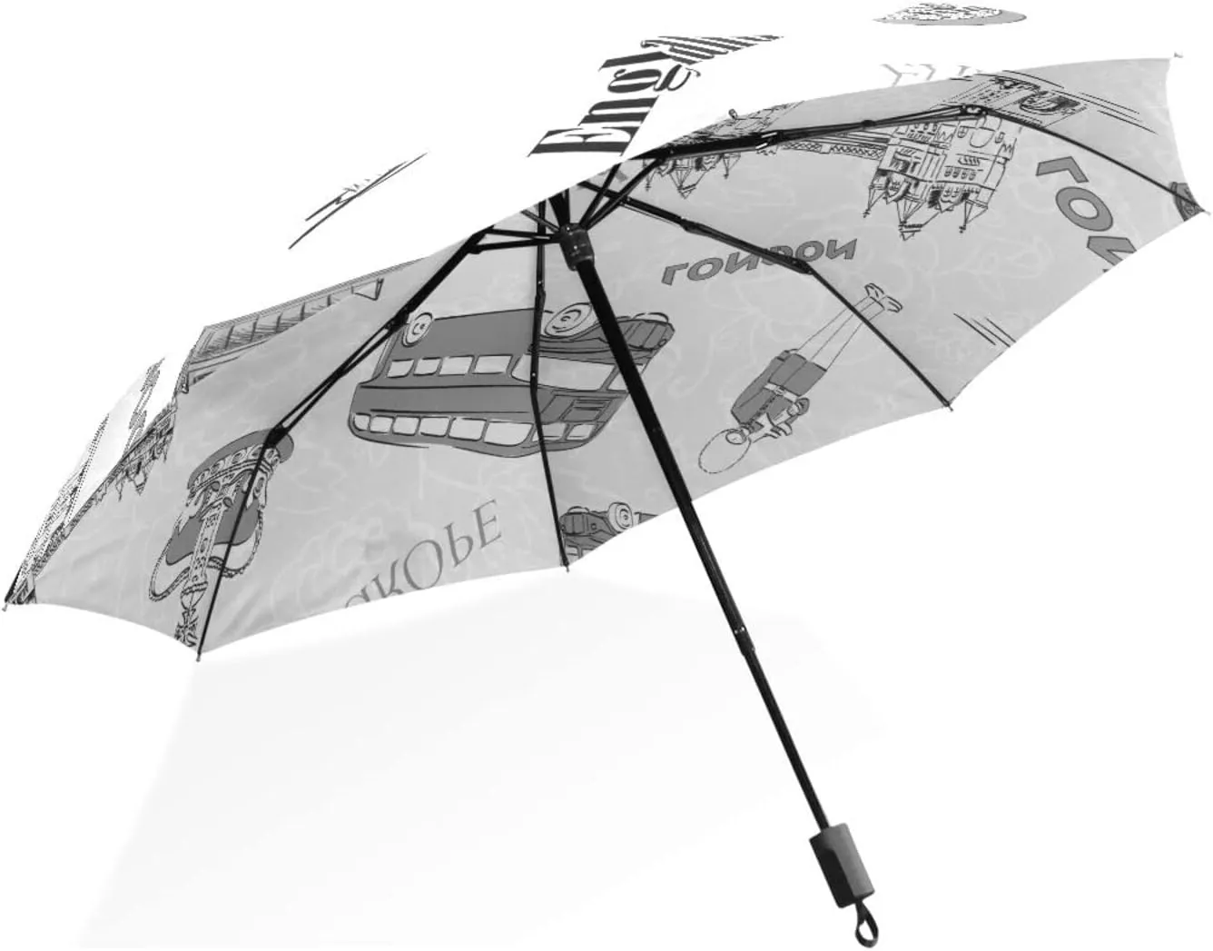 Poeticcity Rain Travel Umbrella, Hand Open Close Windproof Waterproof Folding Umbrella, Compact Canopy Strong Ray Parasol Umbrella