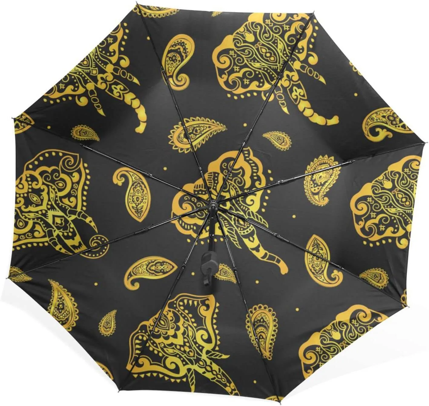 Poeticcity Rain Travel Umbrella, Hand Open Close Windproof Waterproof Folding Umbrella, Compact Canopy Strong Ray Parasol Umbrella
