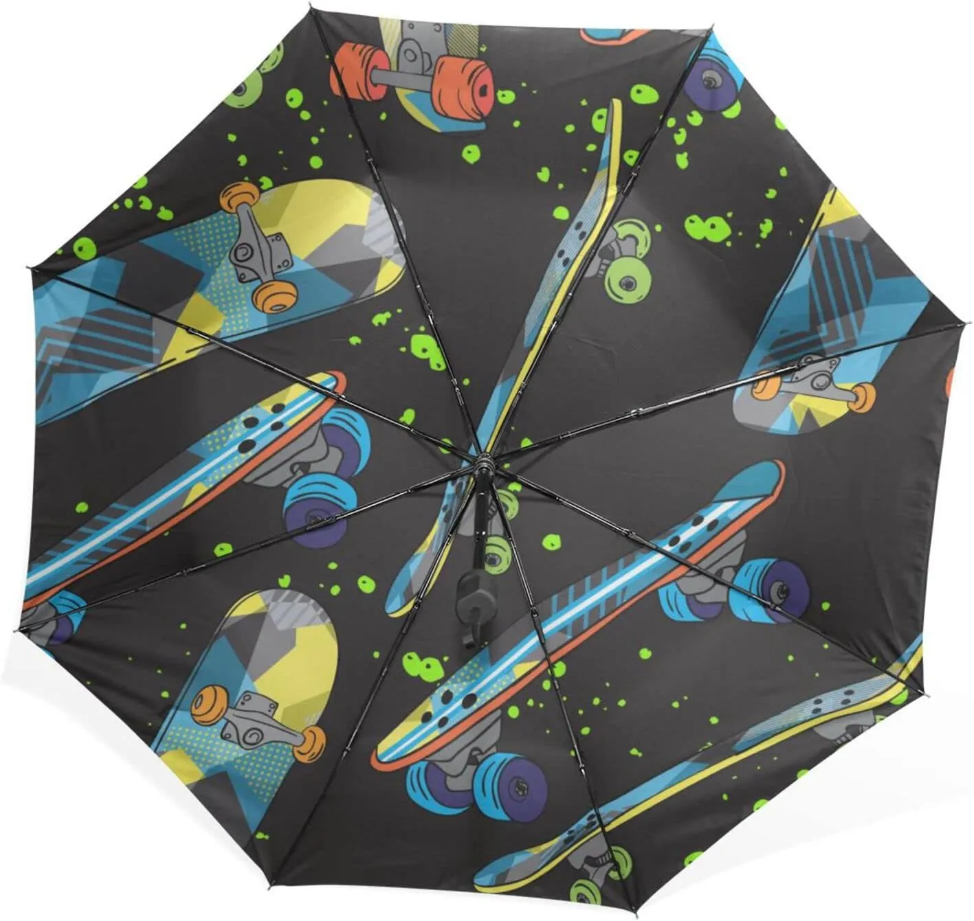 Poeticcity Rain Travel Umbrella, Hand Open Close Windproof Waterproof Folding Umbrella, Compact Canopy Strong Ray Parasol Umbrella