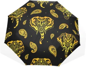 Poeticcity Rain Travel Umbrella, Hand Open Close Windproof Waterproof Folding Umbrella, Compact Canopy Strong Ray Parasol Umbrella