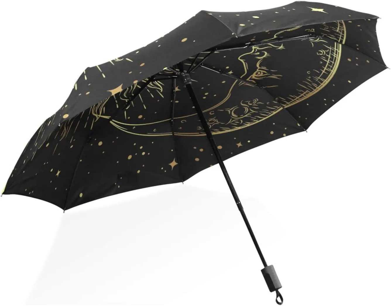 Poeticcity Rain Travel Umbrella, Hand Open Close Windproof Waterproof Folding Umbrella, Compact Canopy Strong Ray Parasol Umbrella