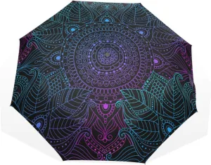 Poeticcity Rain Travel Umbrella, Hand Open Close Windproof Waterproof Folding Umbrella, Compact Canopy Strong Ray Parasol Umbrella