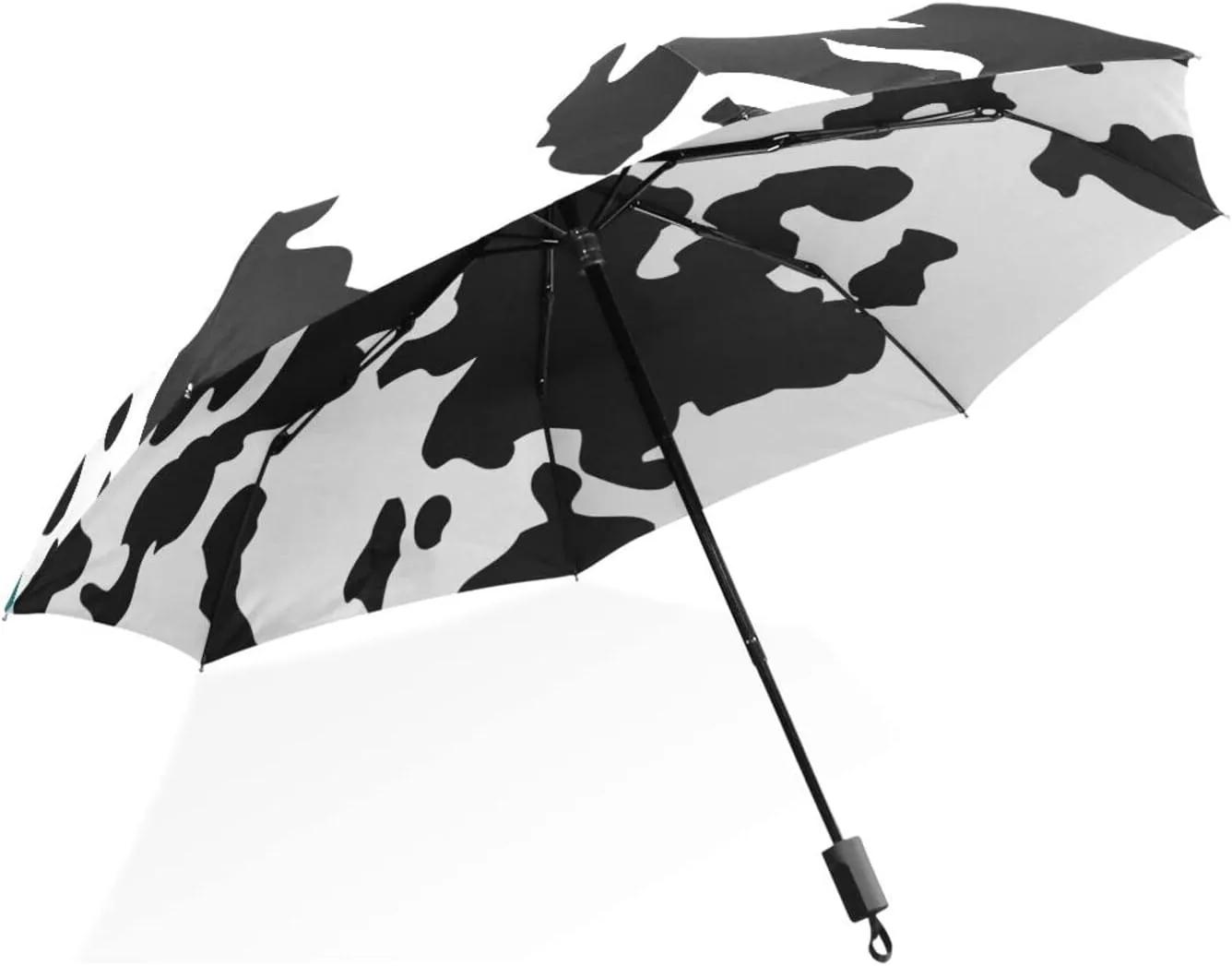 Poeticcity Rain Travel Umbrella, Hand Open Close Windproof Waterproof Folding Umbrella, Compact Canopy Strong Ray Parasol Umbrella