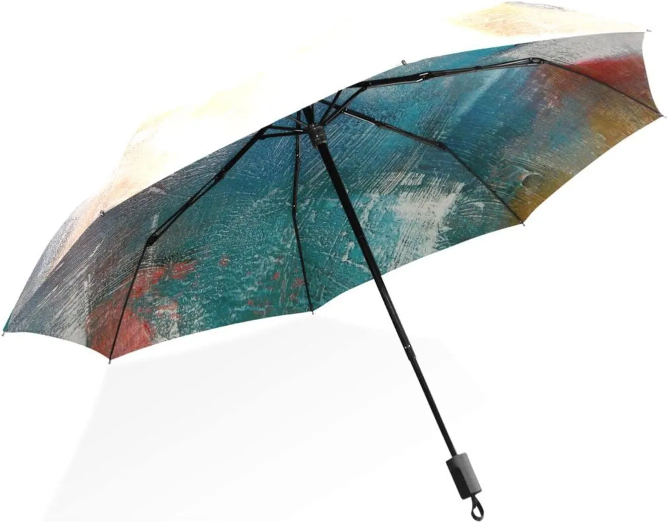 Poeticcity Rain Travel Umbrella, Hand Open Close Windproof Waterproof Folding Umbrella, Compact Canopy Strong Ray Parasol Umbrella