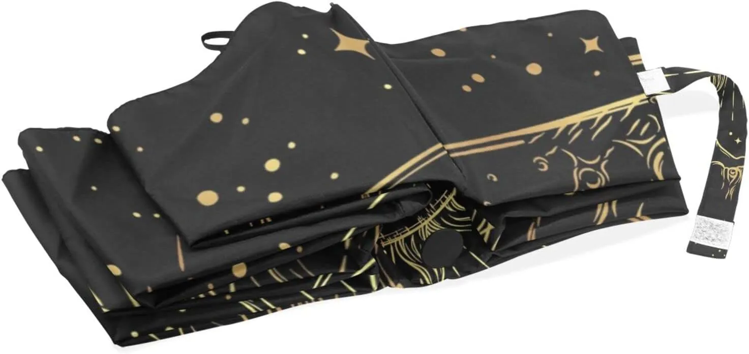 Poeticcity Rain Travel Umbrella, Hand Open Close Windproof Waterproof Folding Umbrella, Compact Canopy Strong Ray Parasol Umbrella