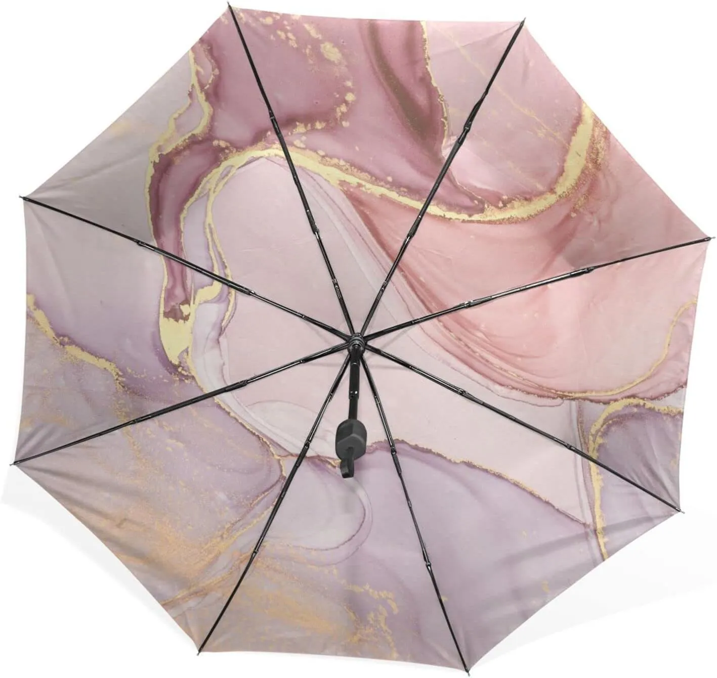 Poeticcity Rain Travel Umbrella, Hand Open Close Windproof Waterproof Folding Umbrella, Compact Canopy Strong Ray Parasol Umbrella