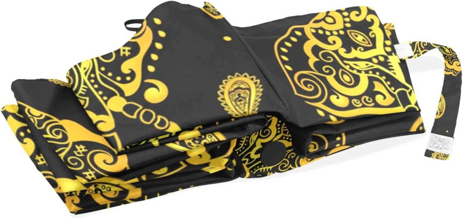 Poeticcity Rain Travel Umbrella, Hand Open Close Windproof Waterproof Folding Umbrella, Compact Canopy Strong Ray Parasol Umbrella