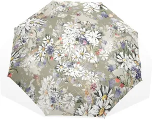Poeticcity Rain Travel Umbrella, Hand Open Close Windproof Waterproof Folding Umbrella, Compact Canopy Strong Ray Parasol Umbrella