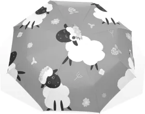 Poeticcity Rain Travel Umbrella, Hand Open Close Windproof Waterproof Folding Umbrella, Compact Canopy Strong Ray Parasol Umbrella
