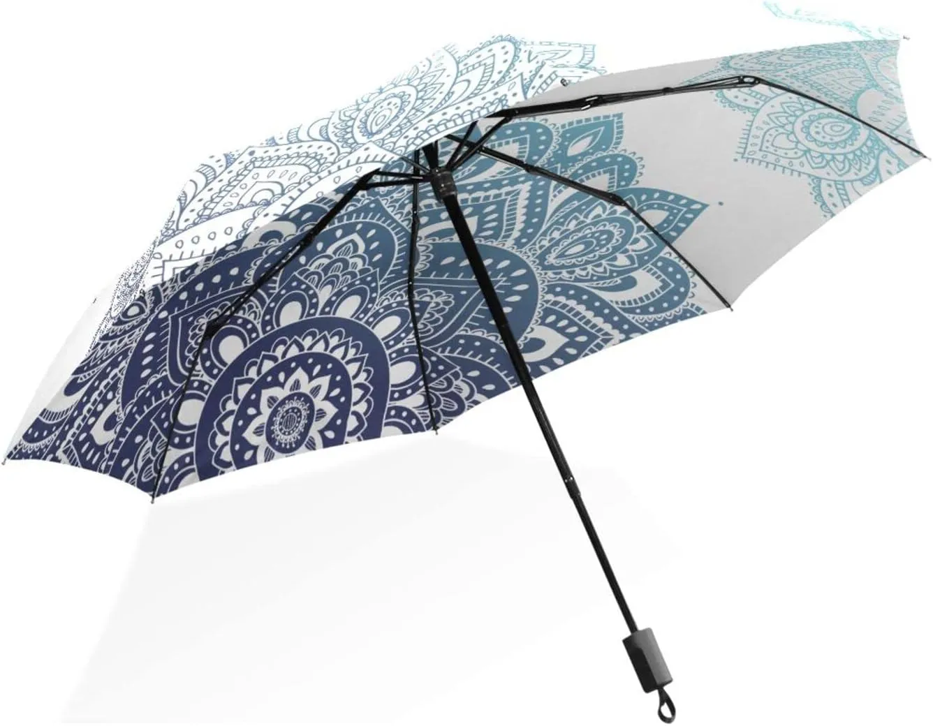Poeticcity Rain Travel Umbrella, Hand Open Close Windproof Waterproof Folding Umbrella, Compact Canopy Strong Ray Parasol Umbrella