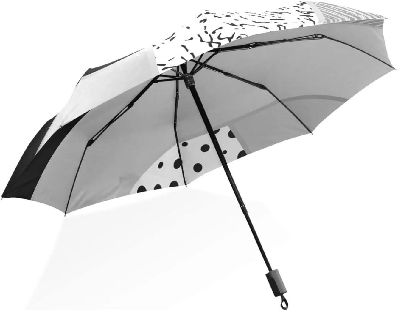 Poeticcity Rain Travel Umbrella, Hand Open Close Windproof Waterproof Folding Umbrella, Compact Canopy Strong Ray Parasol Umbrella