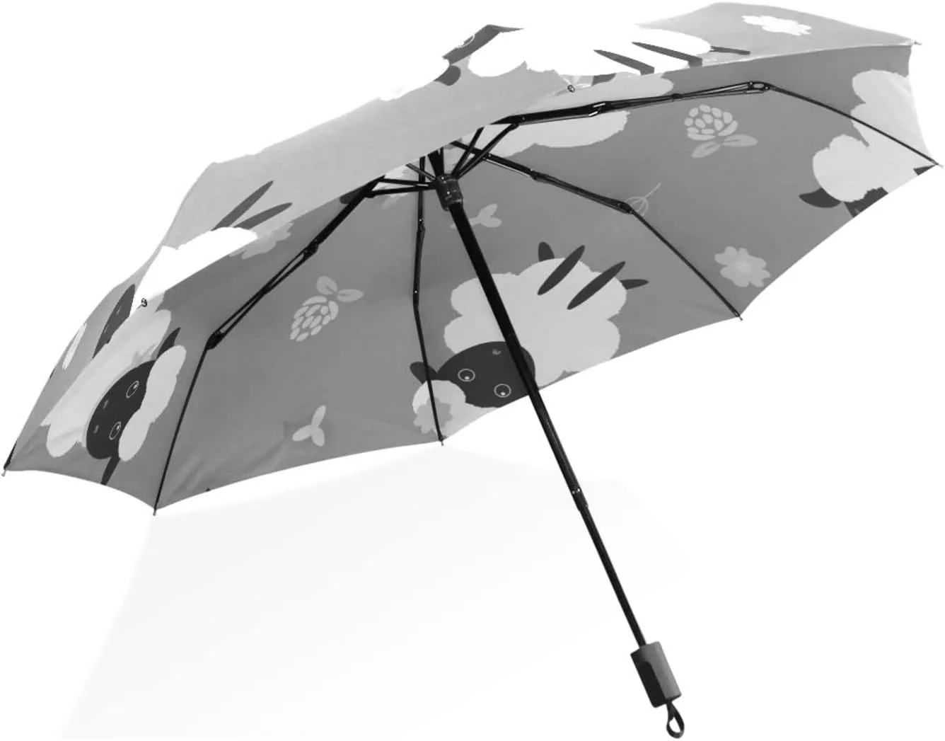 Poeticcity Rain Travel Umbrella, Hand Open Close Windproof Waterproof Folding Umbrella, Compact Canopy Strong Ray Parasol Umbrella
