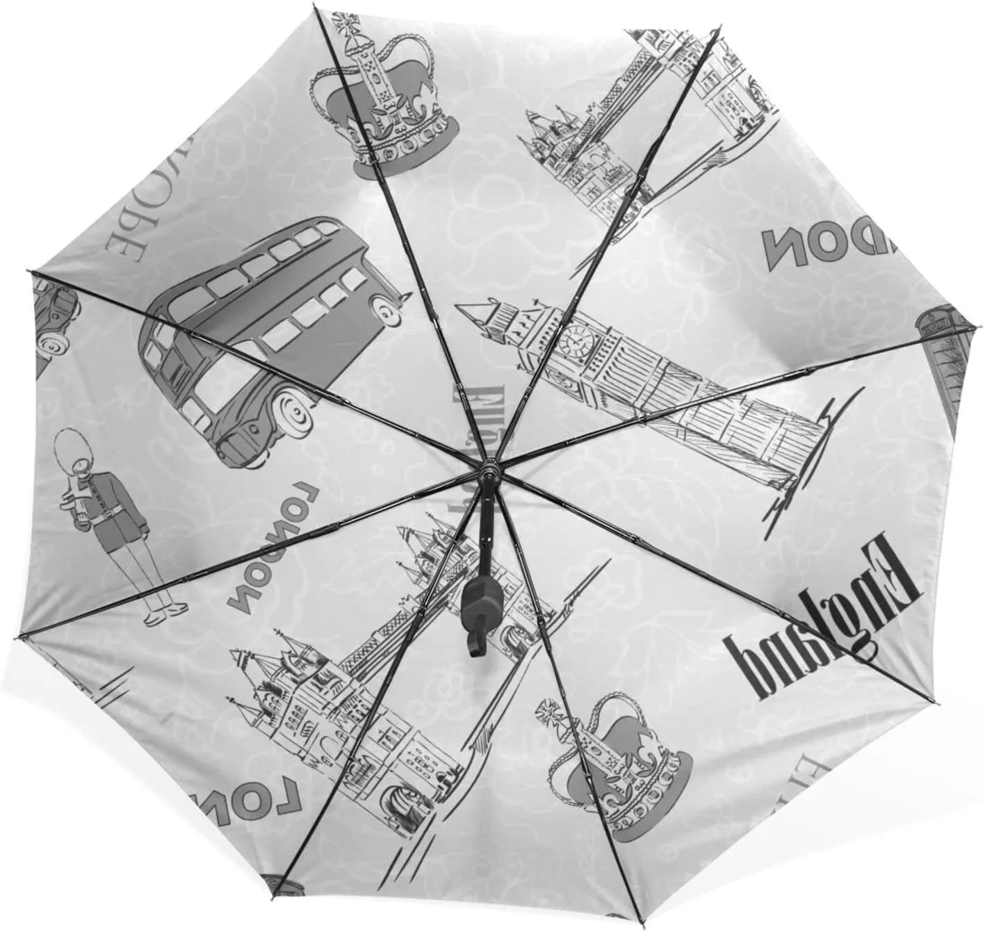 Poeticcity Rain Travel Umbrella, Hand Open Close Windproof Waterproof Folding Umbrella, Compact Canopy Strong Ray Parasol Umbrella