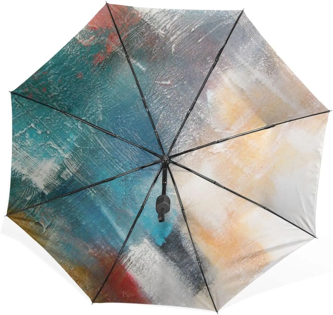 Poeticcity Rain Travel Umbrella, Hand Open Close Windproof Waterproof Folding Umbrella, Compact Canopy Strong Ray Parasol Umbrella