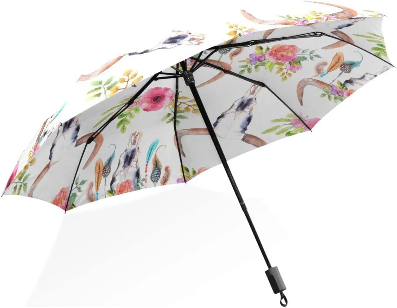 Poeticcity Rain Travel Umbrella, Hand Open Close Windproof Waterproof Folding Umbrella, Compact Canopy Strong Ray Parasol Umbrella