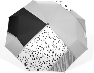 Poeticcity Rain Travel Umbrella, Hand Open Close Windproof Waterproof Folding Umbrella, Compact Canopy Strong Ray Parasol Umbrella