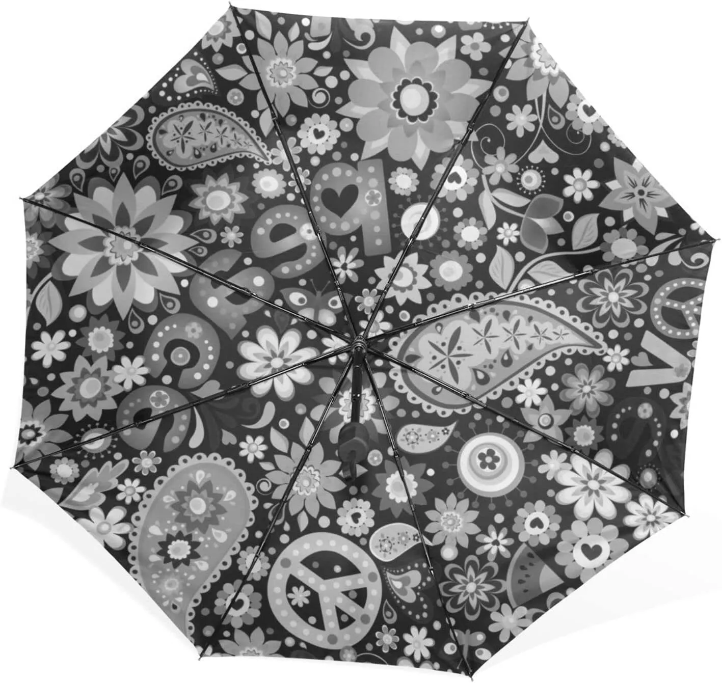 Poeticcity Rain Travel Umbrella, Hand Open Close Windproof Waterproof Folding Umbrella, Compact Canopy Strong Ray Parasol Umbrella