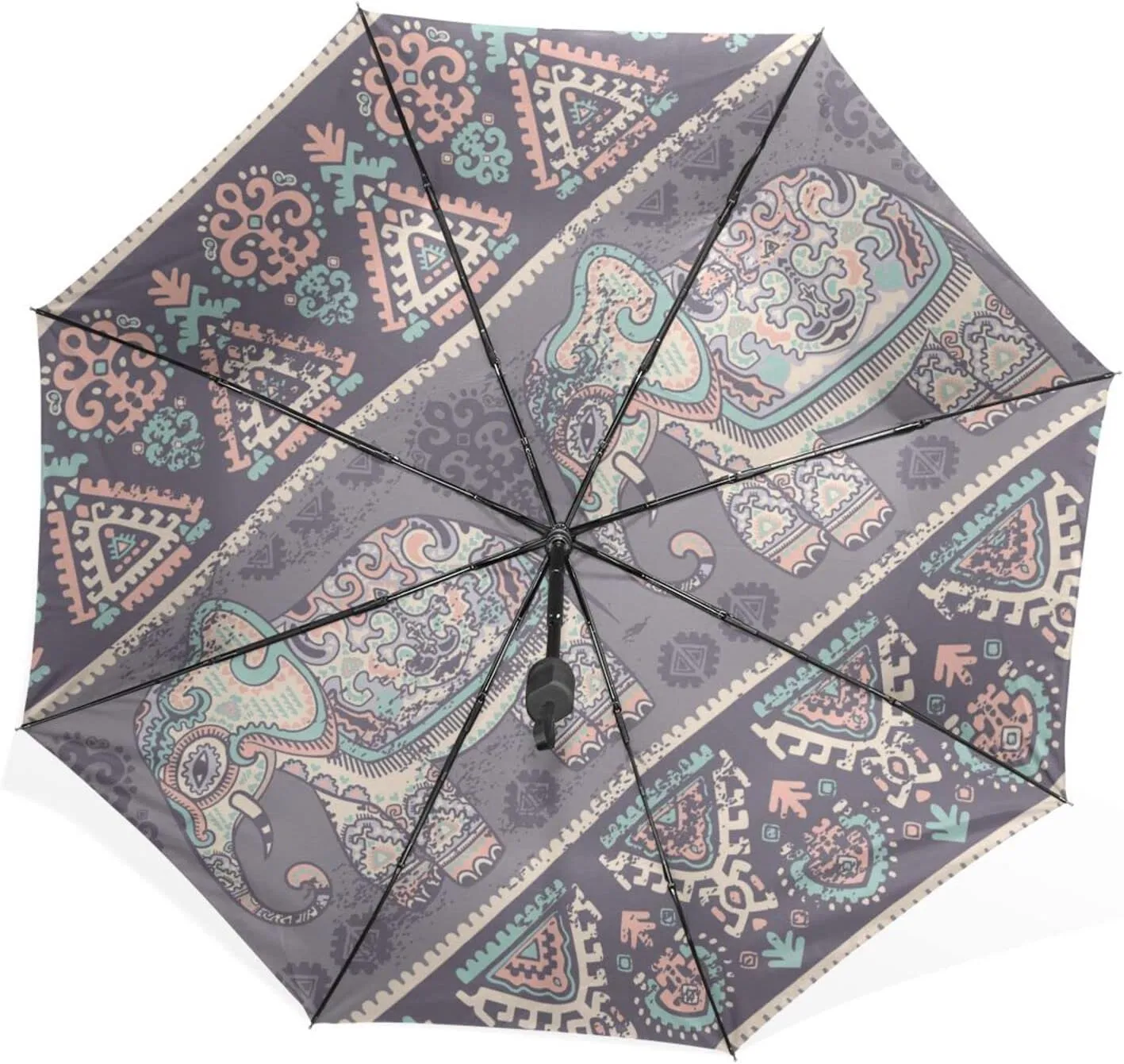 Poeticcity Rain Travel Umbrella, Hand Open Close Windproof Waterproof Folding Umbrella, Compact Canopy Strong Ray Parasol Umbrella