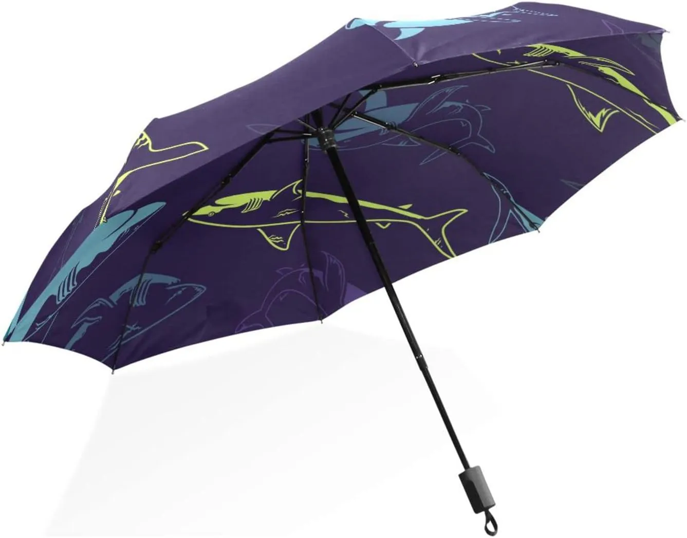 Poeticcity Rain Travel Umbrella, Hand Open Close Windproof Waterproof Folding Umbrella, Compact Canopy Strong Ray Parasol Umbrella