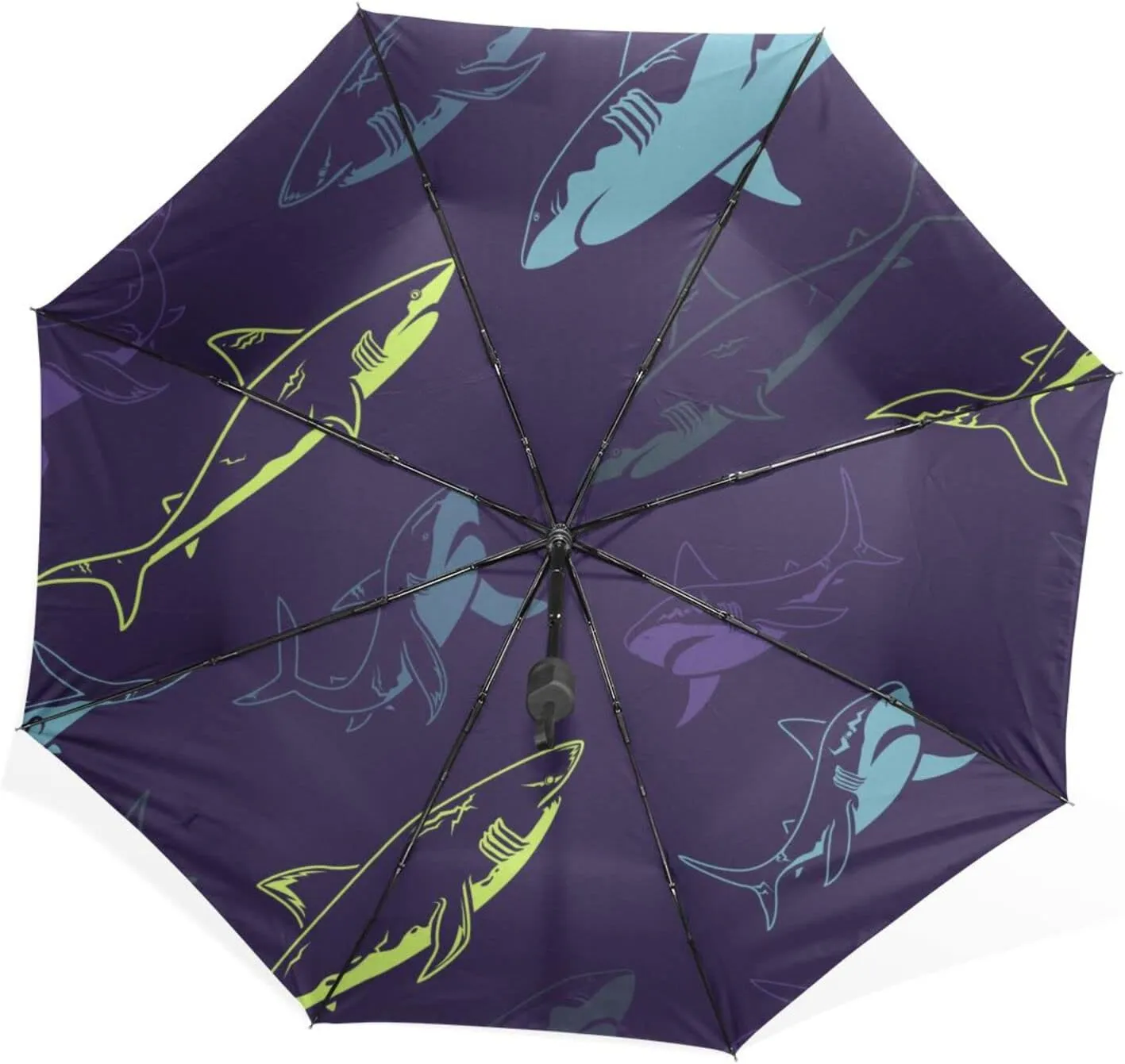 Poeticcity Rain Travel Umbrella, Hand Open Close Windproof Waterproof Folding Umbrella, Compact Canopy Strong Ray Parasol Umbrella
