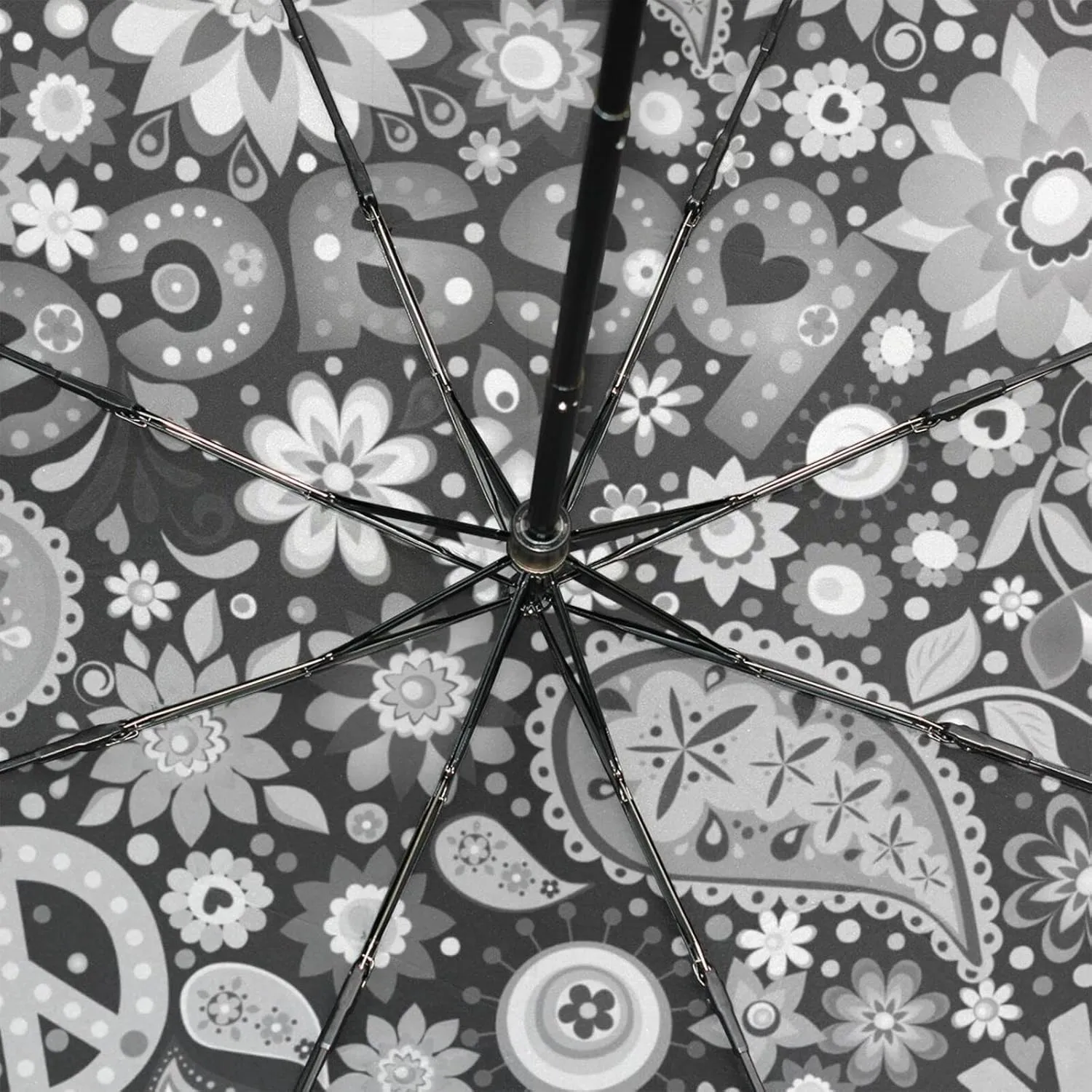 Poeticcity Rain Travel Umbrella, Hand Open Close Windproof Waterproof Folding Umbrella, Compact Canopy Strong Ray Parasol Umbrella