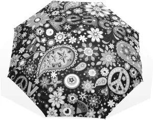 Poeticcity Rain Travel Umbrella, Hand Open Close Windproof Waterproof Folding Umbrella, Compact Canopy Strong Ray Parasol Umbrella